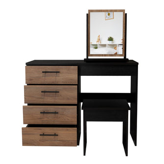 Mueble Tocador Wesley, Wengue y Miel, con Cuatro Cajones Para Ubicar Maquillaje