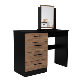 Mueble Tocador Wesley, Wengue y Miel, con Cuatro Cajones Para Ubicar Maquillaje