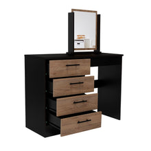 Mueble Tocador Wesley, Wengue y Miel, con Cuatro Cajones Para Ubicar Maquillaje