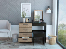 Mueble Tocador Wesley, Wengue y Miel, con Cuatro Cajones Para Ubicar Maquillaje