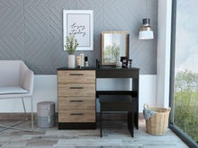 Mueble Tocador Wesley, Wengue y Miel, con Cuatro Cajones Para Ubicar Maquillaje