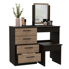 Mueble Multiusos Wesley, Wengue y Miel, con Cuatro Cajones Para Ubicar Maquillaje