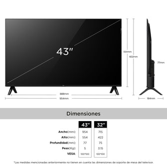 Televisor TCL 43" 43S5K QLED FHD