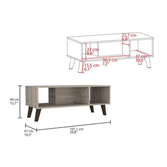 Mesa de Centro Telmo, Humo, con Cuatro Patas de Madera  ZF