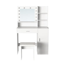 Tocador con Luces Led Aura, Blanco Mate, Incluye la Silla