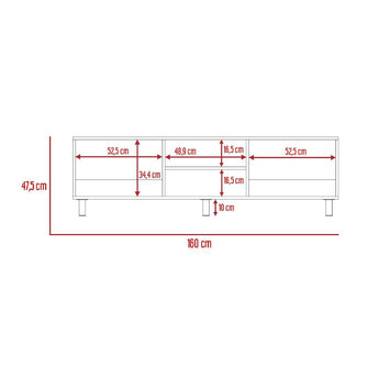 Mueble Multiusos Tunez, Blanco y Café Claro Para Televisor Hasta 70 Pulgadas