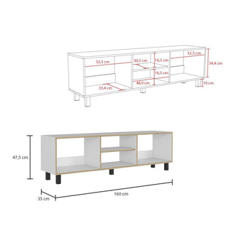 Mueble Multiusos Tunez, Blanco y Café Claro Para Televisor Hasta 70 Pulgadas