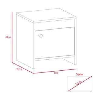 Mesa de Noche Tutto, Chocolate y Blanco, con Un Cajón Amplio Ideal Para Espacios Pequeños X2