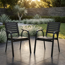 Set de 2 Sillas Comedor Exterior Rapel Negro, con Cómodo Espaldar