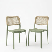 Set de 2 Sillas Austin, Color Verde Olivo, con Espaldar Tejido