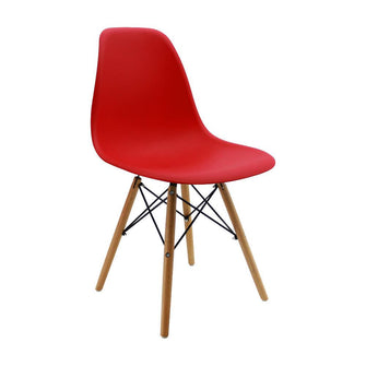 Kit por 6 sillas Eames Patas En Madera para comedor, sala, restaurante - Roja