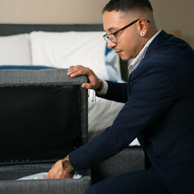 Puff Baúl Tela, Color Gris