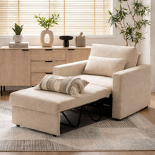 Sala Poltrona Cama Reclinable 70x76x86cm + Puff + Mesa de Centro V Beige/Amaretto