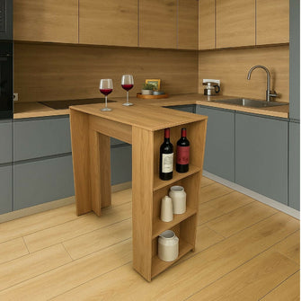 Barra de Cocina 101.5x100x40cm Madera + 2 Sillas Bar Eam Blanca