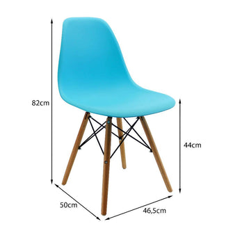 Silla Eames Patas En Madera para comerdor, sala, restaurante - Azul