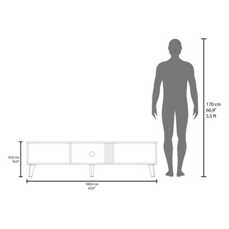 Mesa para TV Vulanno, Wengue y Fresno Europeo, con una puerta abatible 70" ZF