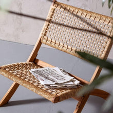 Silla Plegable de Madera para Exterior Vora, Crudo, Diseño Rústico y Moderno