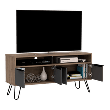 Mesa Para Tv Vany, Beige y Plata Oscuro, Para Televisor de 60 Pulgadas