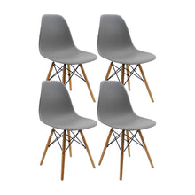 Kit por 4 sillas Eames Patas En Madera para comedor, sala, restaurante - Gris