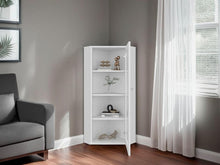 Vitrina Esquinera Genova, Blanco, con una puerta y cuatro entrepaños