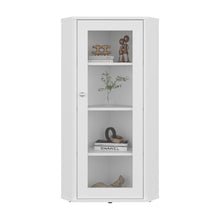 Vitrina Esquinera Genova, Blanco, con una puerta y cuatro entrepaños