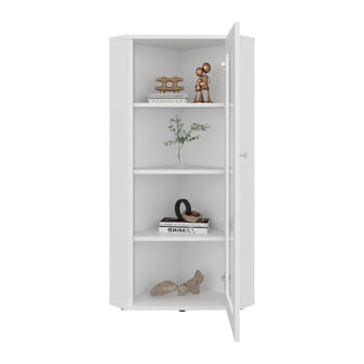 Vitrina Esquinera Genova, Blanco, con una puerta y cuatro entrepaños