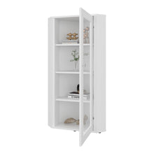 Vitrina Esquinera Genova, Blanco, con una puerta y cuatro entrepaños