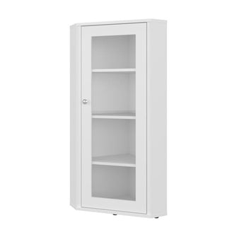 Vitrina Esquinera Genova, Blanco, con una puerta y cuatro entrepaños