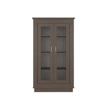 Vitrina Auxiliar Nereida, Avellana, con Dos Puertas Abatibles y Múltiples Entrepaños