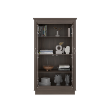 Mueble Multiusos Nereida, Avellana, con Dos Puertas Abatibles y Múltiples Entrepaños