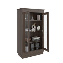 Vitrina Auxiliar Nereida, Avellana, con Dos Puertas Abatibles y Múltiples Entrepaños