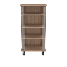 Vitrina Buda, Miel, con Una Puerta de Vidrio y Rodachinas Para Su Fácil Desplazamiento