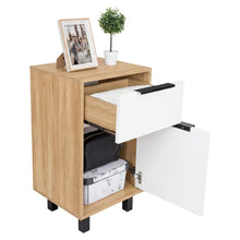 Mesa de Noche Wesley, Fresno Europeo y Blanco, con Una Puerta y Un Cajón Organizador X2