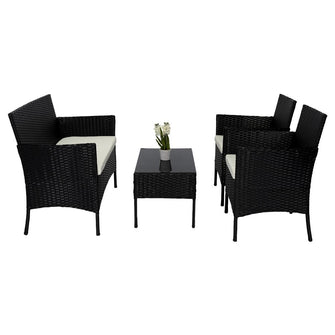 Juego de Sala Exterior Zafiro, Negro y Blanco, con Dos Sillas de Una Plaza y Una Silla de Dos Plazas