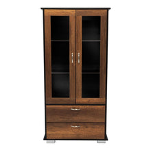 Vitrina Clasic, Wengue y Cobre, con Dos Cajones