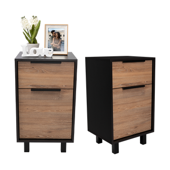 Organizador Wesley, Wengue y Miel, con Una Puerta y Un Cajón Organizador X2