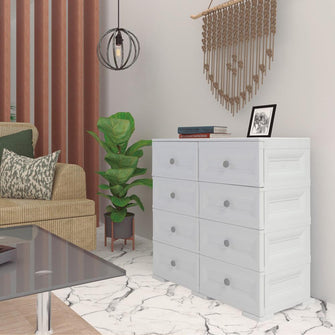 Mueble Organizador Elegance Van Gogh, Blanco Perla, con Ocho Deslizables