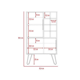 Bar Vany, Miel y Plata Oscuro, con Dos Puertas Abatibles, Espacio Para Almacenamiento de Vino y Patas de Acero