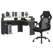 Combo Gamer , Wengue y Negro, Incluye Escritorio bordo Verde y Silla Gamer