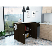 Barra de Cocina Victory, Wengue y Café Claro, con Rodachines  ZF