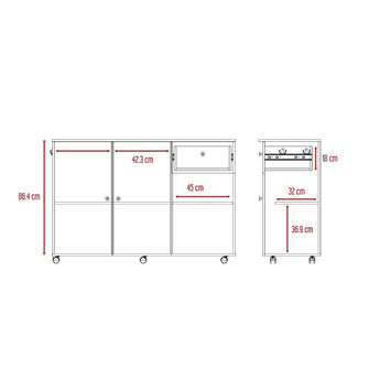 Barra de Cocina Victory, Wengue y Café Claro, con Rodachines  ZF