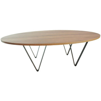 Mesa De Centro Ovalada 36x120x60cm Amaretto Pata Metalica