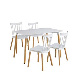 Comedor Cecilia 160, Blanco y Café claro, diseño sencillo 6 puestos, No Incluye Sillas