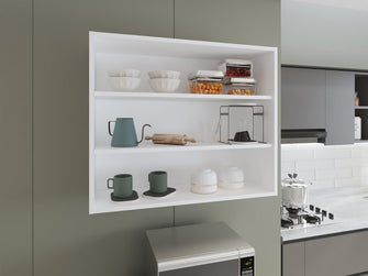Gabinete de Baño Saray, Blanco Duqueza, con tres entrepaños