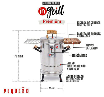 Ahumador y Barril Asador pequeño Premium 15 Libras