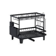 Escurridor De Platos Flow, Negro, Metalico de 2 niveles