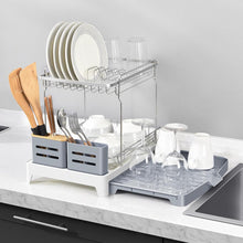 Escurridor De Platos Expandible Frescura, Gris y Blanco, en acero inoxidable