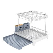 Escurridor De Platos Expandible Frescura, Gris y Blanco, en acero inoxidable