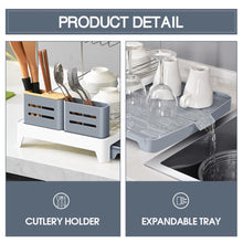 Escurridor De Platos Expandible Frescura, Gris y Blanco, en acero inoxidable