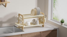 Escurridor De Platos Escurora, Madera y Beige, de 2 niveles